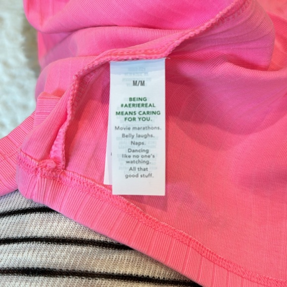 AERIE Backless Dress Neon Pink Rib Cotton Blend Scoop Neck MIDI Dress Slit NWT - Picture 7 of 7